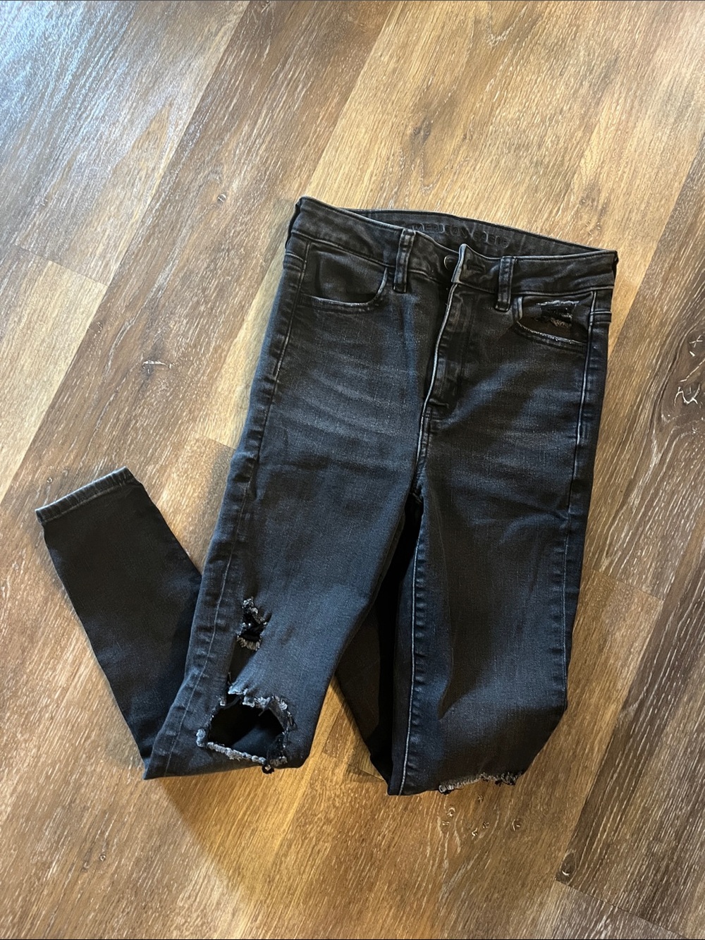 American Eagle Outfitters Black Ripped Skinny Jeans